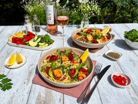 Chili Garlic Salmon Linguine