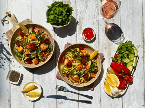 Chili Garlic Salmon Linguine