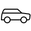 Simple black line drawing of a car on a white background
