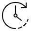 Clock icon with a dashed line indicating a countdown or timer feature